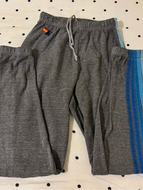 Aviator Nation Gray with Blue Stripes Jogger Sweatpants